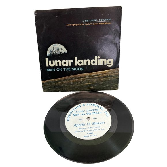 Apollo 11 Lunar Landing Man On the Moon 45 Record Audio Highlights Doubleday - Picture 1 of 5
